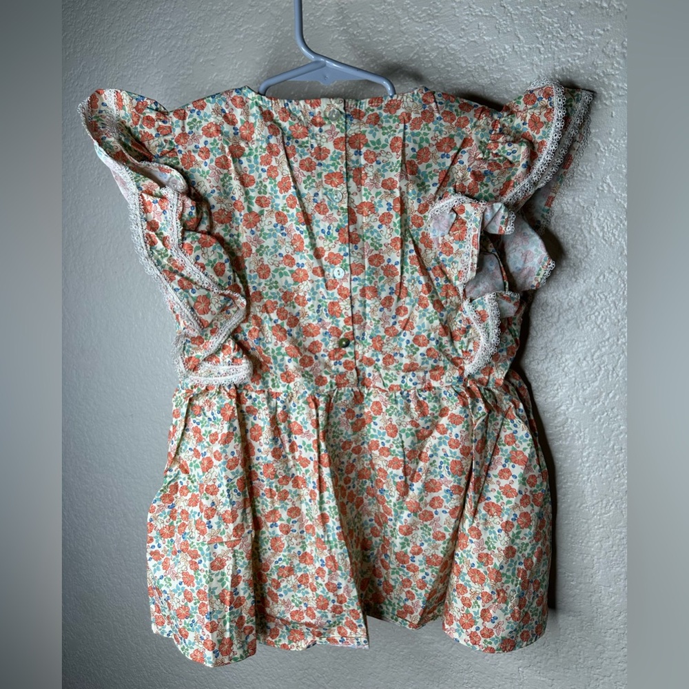 Floral Ruffle Sleeve Kids Blouse - Picture 2 of 6